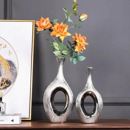 Golden Hollow Ceramic Vase